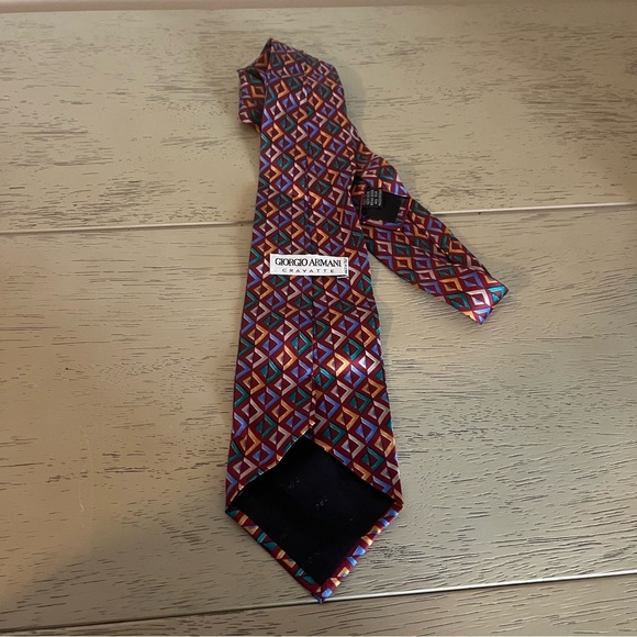 GIORGIO ARMANI Cravatte Men's 100% Silk Necktie ITALY Designer Geometric Tie - Picture 3 of 4